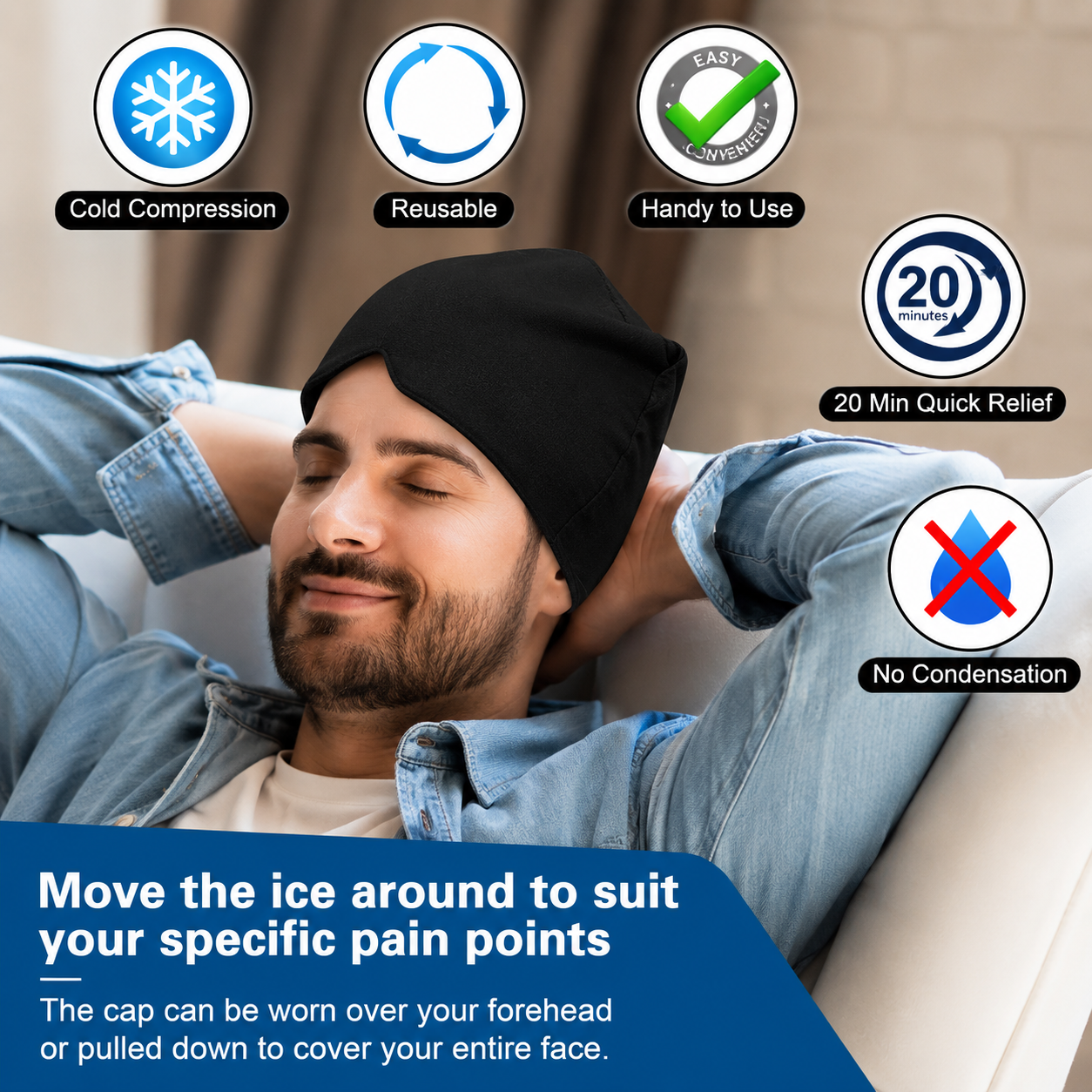 2-in-1 Hot & Cold Gel Ice Cap for Migraine Relief