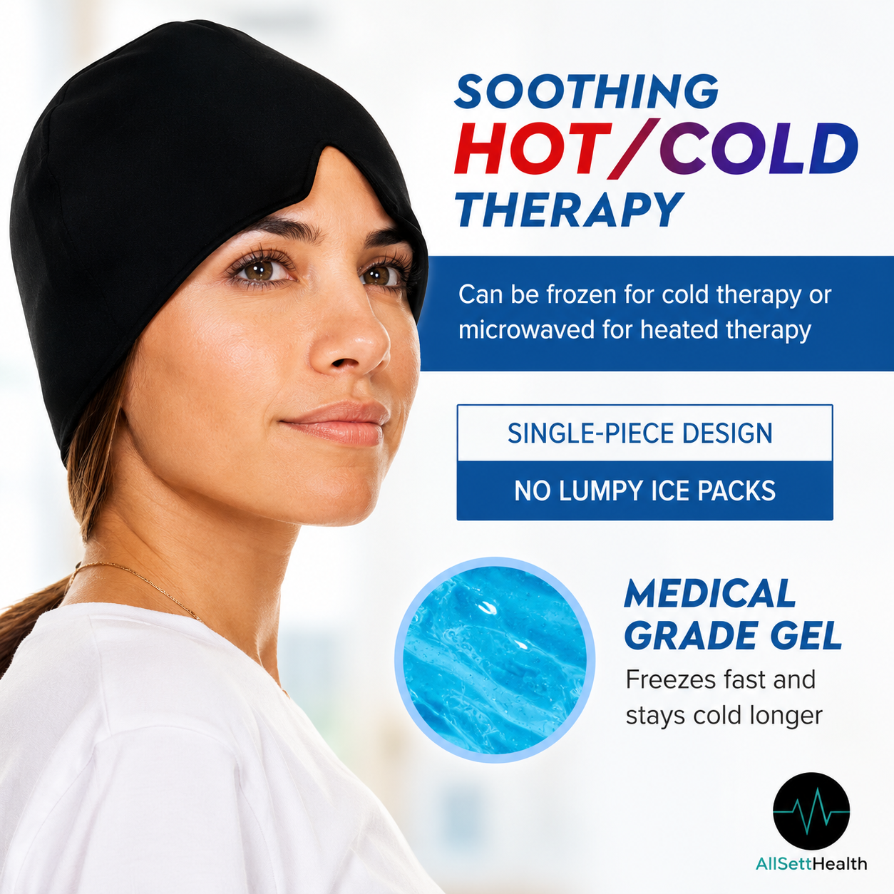 2-in-1 Hot & Cold Gel Ice Cap for Migraine Relief